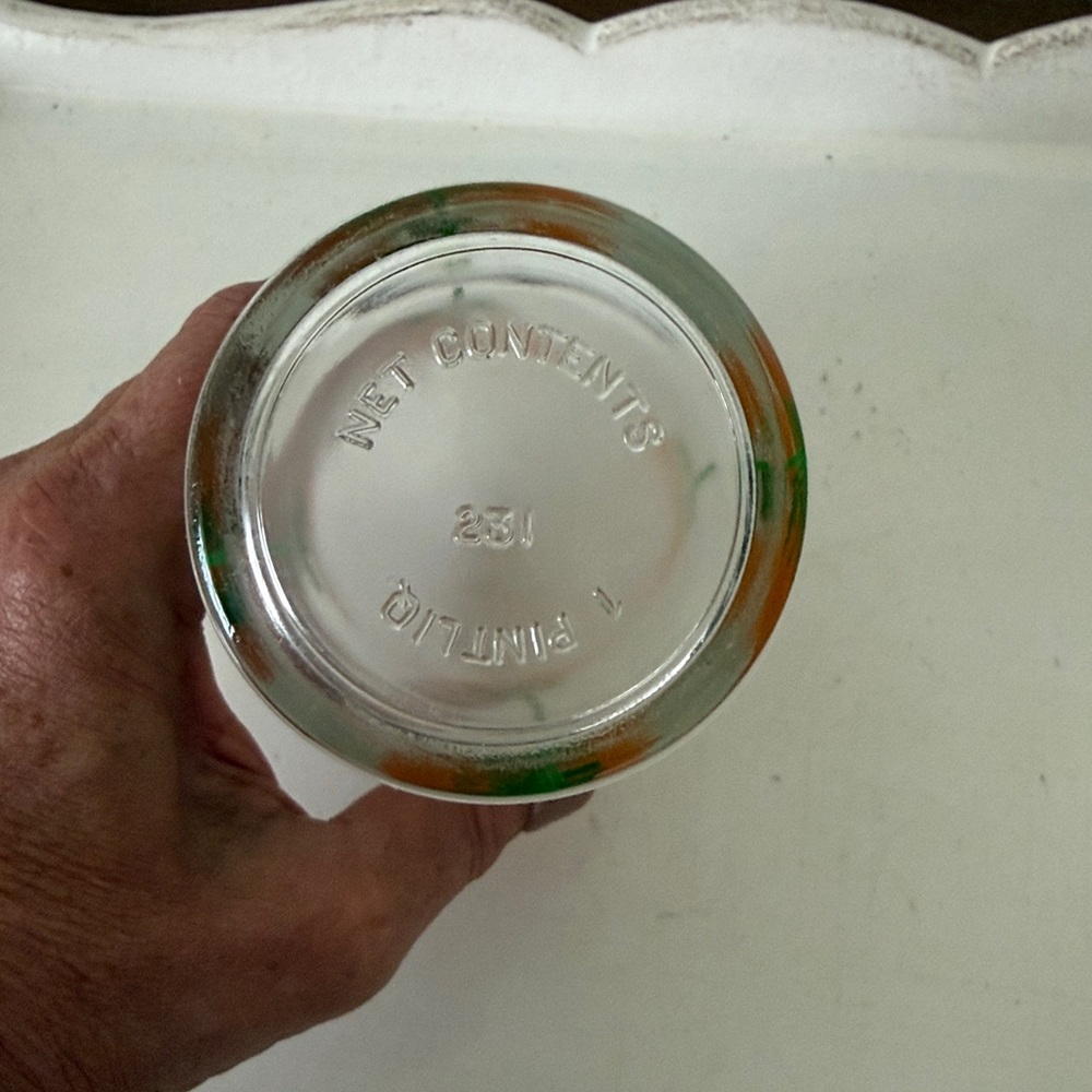 Vintage Hazel-Atlas Orange Daisy Floral Glassware - Tumbler - Sour Cream Glass - Picture 5 of 6